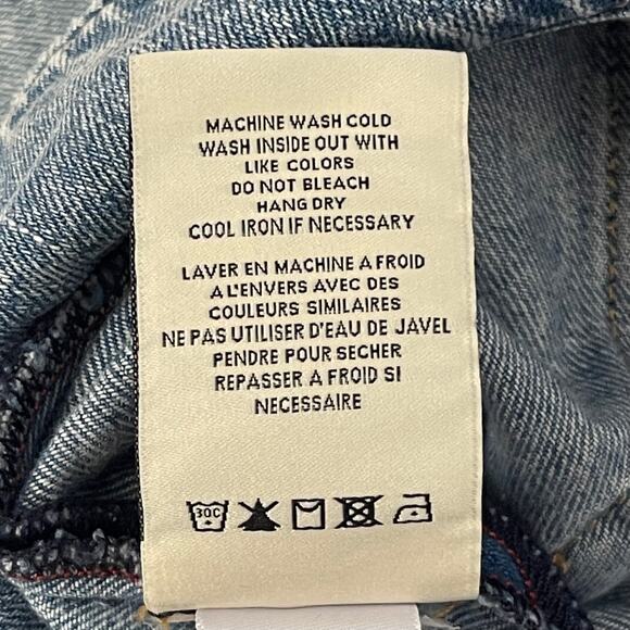 Alice + Olivia Distressed Etha Chambray Denim Jumpsuit - Tie Waist - Blue - 30 - Picture 11 of 12